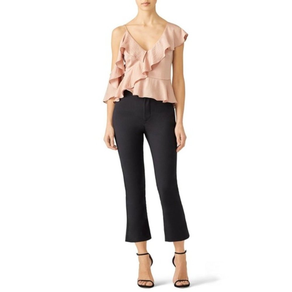 Stylestalker Tessa Asymmetric Ruffled Satin Blouse Size S